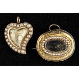 *Mourning Jewellery. A Victorian yellow metal brooch, formed as an ouroboros with pearls and glass