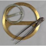 *Protractor. A Victorian brass 360 degree 12 inch protractor, signed Halden & Co, Manchester,