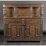 *Court Cupboard. An antique oak court cupboard in the 17th-century style,  with rectangular top
