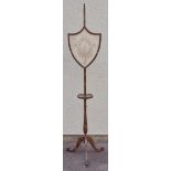 *Pole Screen. A Victorian mahogany pole screen painted in the Adam style,  with floral sprays and