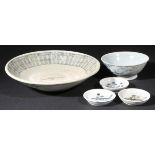 *Chinese Porcelain, A group of five Chinese porcelain bowls from the Tek Sing cargo, Dehua, Daoguang