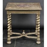 *Table. A Victorian silvered side table,  the rectangular top profusely carved with scrolls inset