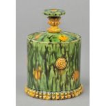 *Keeler (Walter, 1942-). A bottle-form lidded jar,  Whieldon type green glaze, lid with raised