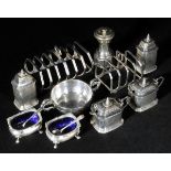 *Mixed Silver. An Art Deco silver toast rack by Adie Brothers Ltd, Birmingham 1935,  11cm long,