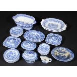 *Dolls House. A collection of Victorian blue and white transfer print miniature ceramics,  including