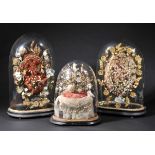 *Marriage domes. A late 19th-century French "marriage dome",  with a display of wax flowers,