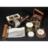 *Instruments. A collection of surveying instruments and timepieces,  including a goliath pocket