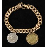 *Bracelet. A 15ct gold curb link bracelet,  stamped 15ct on catch, approximately 25g with a yellow