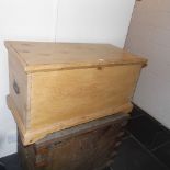 *Chest. A pine blanket box, of rectangular form, with iron carrying handles, 54 cm high x 101 cm