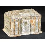 *Tea Caddy. A Victorian mother of pearl and ivory tea caddy,  the inverted breakfront caddy finely