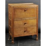 *Mouseman. A Robert "Mouseman" Thompson of Kilburn oak cabinet,  the rectangular top with hinged