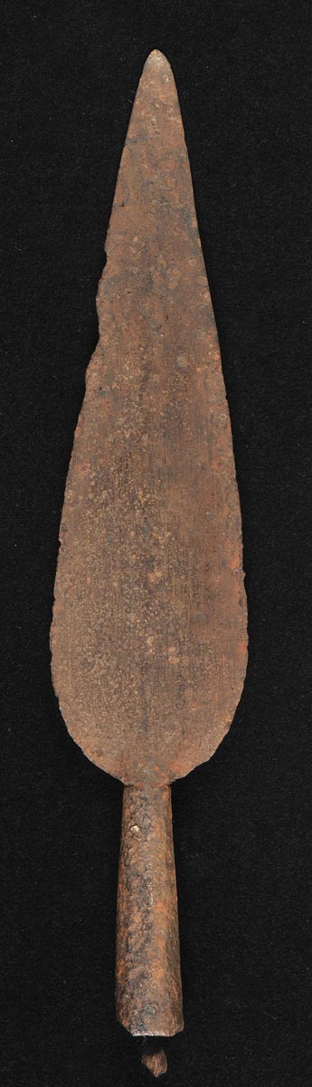 *Viking Spearhead. A large Viking iron spearhead, late 9th century,  iron with overall patina,