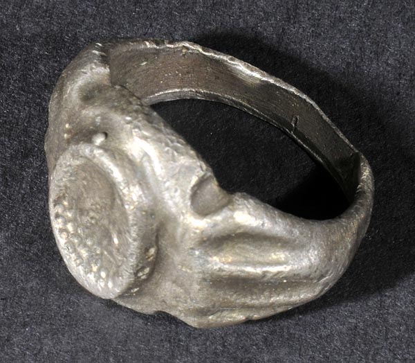 *Roman Ring. A Roman silver ring with portrait of Claudius, 1st century,  broad shoulded ring with