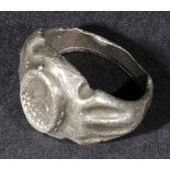 *Roman Ring. A Roman silver ring with portrait of Claudius, 1st century,  broad shoulded ring with