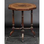 *Table. A Victorian walnut octagonal occasional table,  inset with a stained walnut panel and walnut