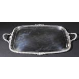 *Tray. A George V silver twin-handle tray,  of rectangular form with acanthus and repeating