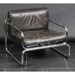 *Chair. A 1960s tubular steel armchair,  with stuffed leather upholstery, 73cm high  (1)