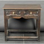 *Side Table. A 19th-century oak single drawer side table,  in the 17th-century style, the