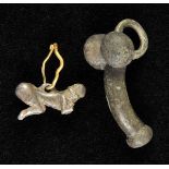 *Roman Amulet. A Roman bronze phallic amulet, 2nd or 3rd century,  cast bronze with original
