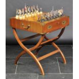 *Table. A modern campaign chess table,  with brass presentation plaque engraved 'The Waterloo