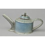 *Keeler (Walter, 1942- ). A blue salt glaze teapot,  with raised finial, large loop handle and