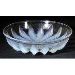 Lalique (Rene, 1860-1945). 'Chataignier' coupe, circa 1933, moulded opalescent clear glass, engraved