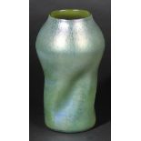 *Art Glass. A Loetz style Papillion glass vase,  with a swirl design in green lustre, ground