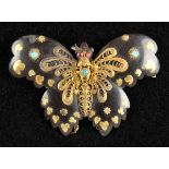 *Brooch. A late 19th-century tortoiseshell butterfly brooch,  applied with yellow metal mounts and