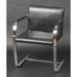*Ludwig Mies Van Der Rohe (1886-1969). A Brno leather and chrome cantilever chair by Knoll