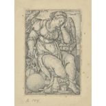 *Beham (Hans Sebald, 1500-1550). Melencolia, 1539,  copper engraving, trimmed to margins, sheet size