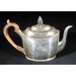 *Teapot. A George III silver teapot by Peter, Ann & William Bateman, London 1803,  of oblong form,
