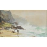 *Carter (Richard Harry, 1839-1911). Beachcombers on the Shore, watercolour, heightened with