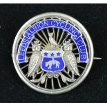 *Leeds Albion Cycling Club lapel badge,  with a silvered finish and blue enamel within a spoked