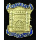 *Reigate Bicycle Club lapel badge, being a gilt and blue enamel badge in the form of a tower and
