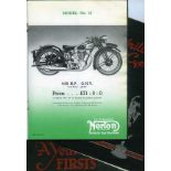 Norton. Three brochures for the years, 1924, 1932 and 1939,  complete, but with some water damage