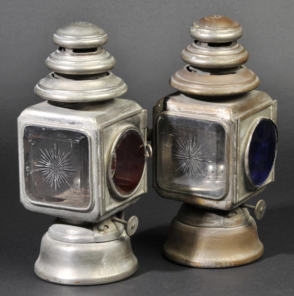 *Lamps. A pair of vintage coaching lamps, by Rippingille's Albion Lamp Co. Ltd, Birmingham & London,