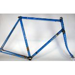 *A circa 1962 Viking lightweight 23 1/2-inch frame and forks,  painted blue with a post 1960 style