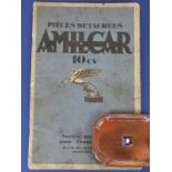 *Amilcar. A pictorial spare-parts booklet for the 10cv,  24 pp. with well-defined illustrations