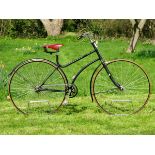 *A Solid-Tyred Safety Bicycle. A black-painted bicycle with good quality, old-style nickel-plating