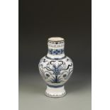 A JAPANESE CLOISONNÉ BALUSTER VASE decorated in blue tones with flowers on a white ground, signed