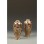 A PAIR OF JAPANESE SATSUMA 'MILLEFIORE' VASES of slender form, densely decorated with