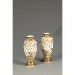 A PAIR OF FINE MINIATURE SATSUMA 'THOUSAND BUTTERFLY' VASES BY YABU MEIZAN (1853-1934), each