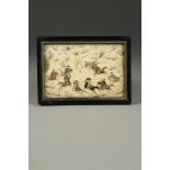 AN INDIAN MINIATURE PAINTING OF A POLO MATCH showing eight horses and riders within a landscape,