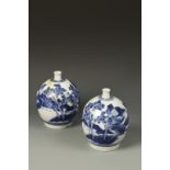 A PAIR OF JAPANESE ARITA BLUE AND WHITE OVOID VASES with landscape decoration, Edo/Meiji, 6.5"