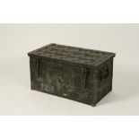 A STEEL ARMADA CHEST with twin handles, possibly 17th century, 36" wide