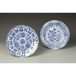 TWO CHINESE BLUE AND WHITE DISHES, Kangxi, 10.75" dia. (2)
