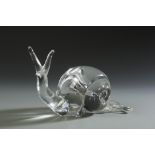 BARBINI: A CLEAR GLASS SNAIL, with engraved signature, 'Barbini', 8.5" wide. See illustration.