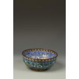 A CHINESE CLOISONNE BOWL, decorated with bands of flowers, Qing, 18th/19thC, 8" dia.
