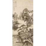 TWO PAINTINGS BY WU HUFAN (1894-1968), showing mountain landscape scenes, signed and sealed, ink