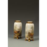 HENRY STINTON FOR ROYAL WORCESTER: A PAIR OF OVOID VASES painted with highland cattle, signed,